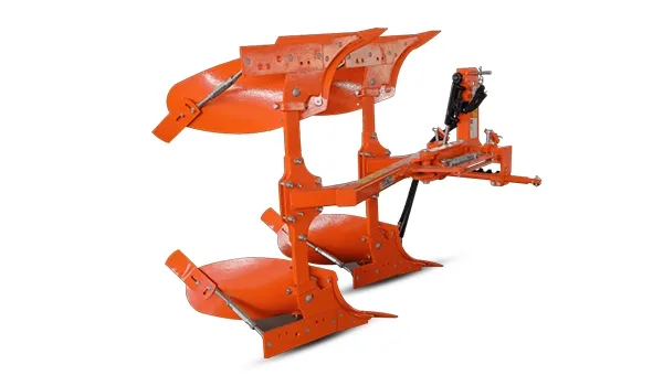 A red combine harvester in action during summer harvest in a lush green countryside.